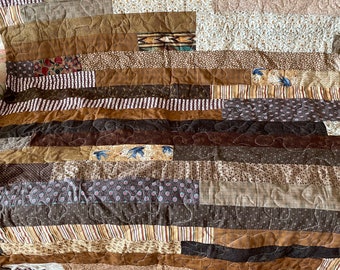 Quilt. Brown  scrappy Quilt 44&quot; x 64&quot;
