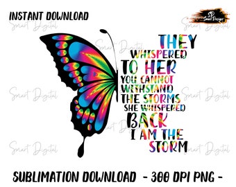 Butterflies Girl They Whispered To Her Wall Art PNG Files Digital Download