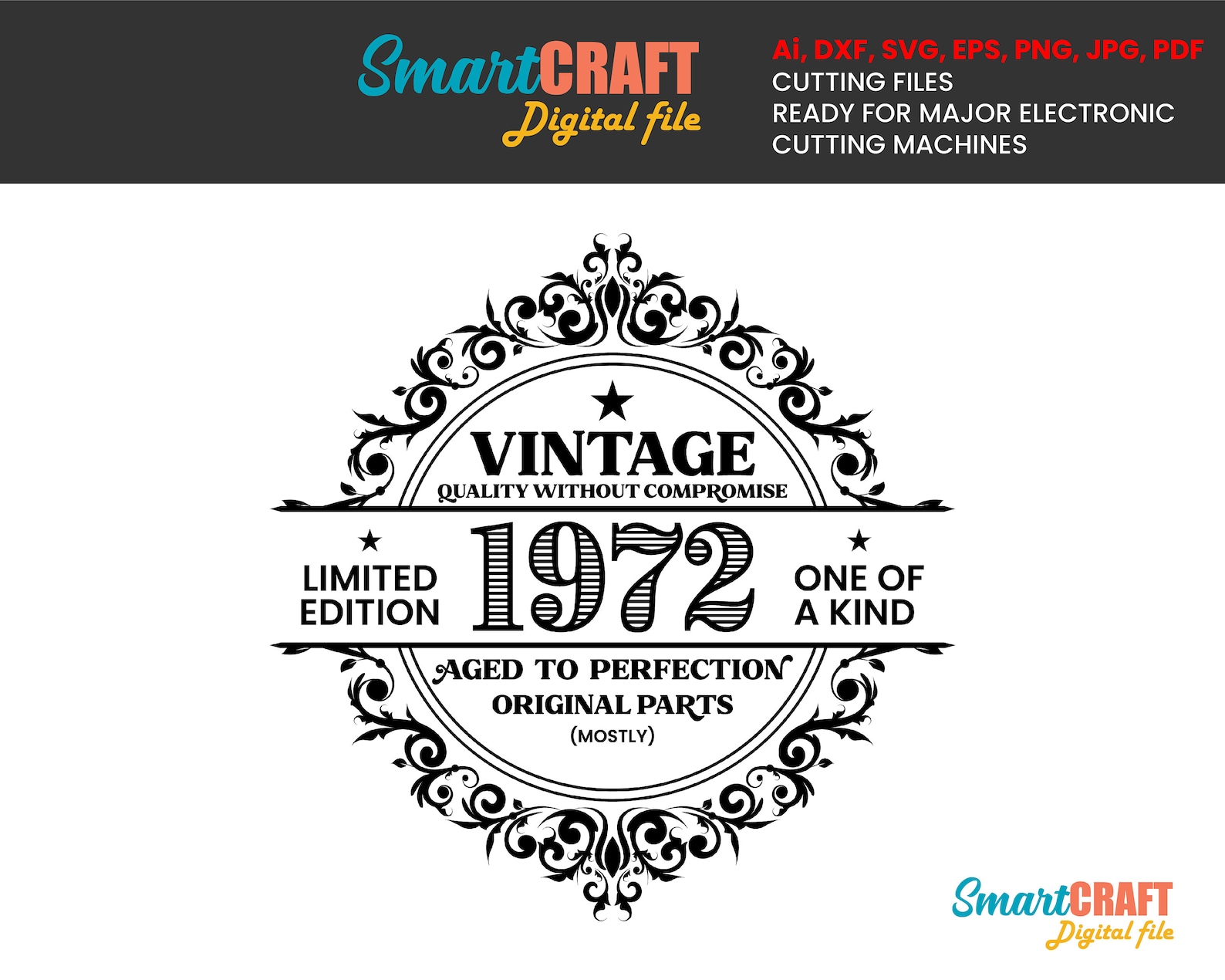 Vintage 1972 SVG Birthday Vintage 1972 SVG Clipart Aged To | Etsy
