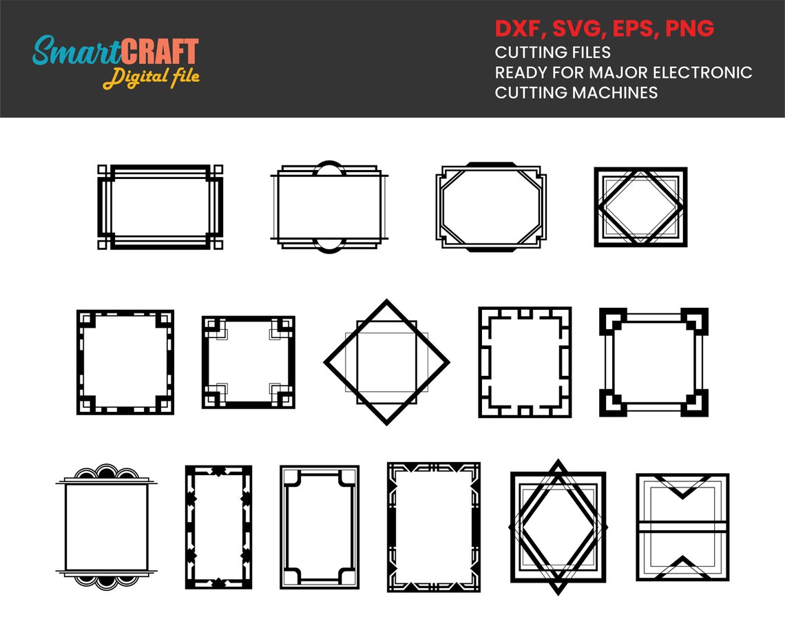 15 Art Deco Frames Clipart Vintage Frame PNG and Vector Clip Etsy