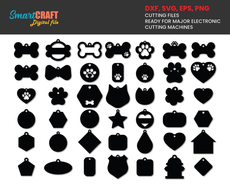 Pet Tags SVG Dog ID Tags Cat ID Tags Dog Collar Svg Bone Etsy
