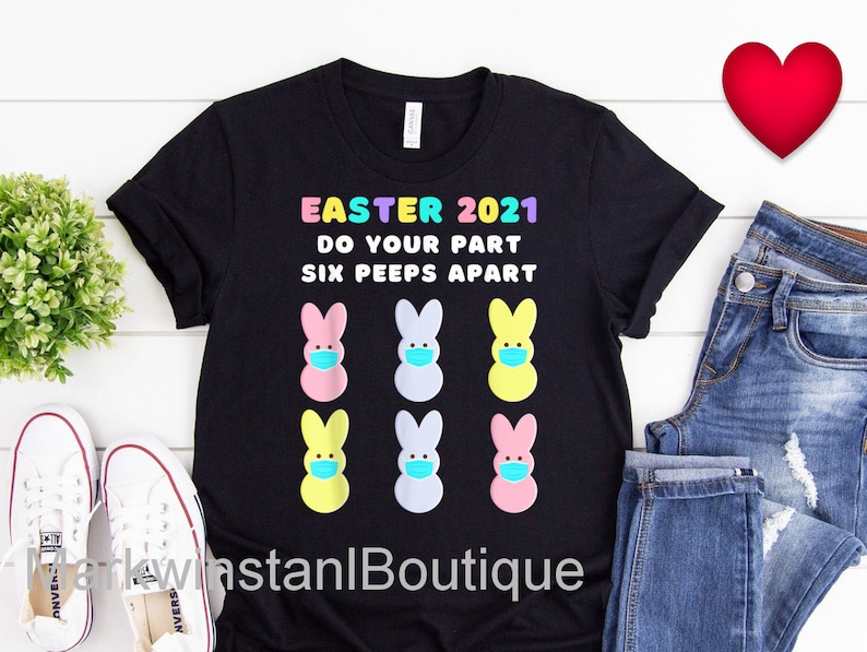 Funny Easter Bunny Peeps Face Mask Quarantine Tee Shirt 2021 T-Shirt