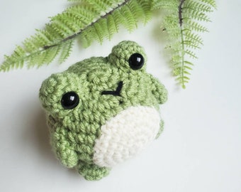 Hand-Crochet Frog Amigurumi - Frog Decoration - Crocheted Cottagecore Frog - Cottagecore Decoration - Whimsical Home Decor - Cute Frog Decor