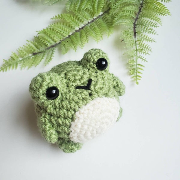 Hand-Crochet Frog Amigurumi - Frog Decoration - Crocheted Cottagecore Frog - Cottagecore Decoration - Whimsical Home Decor - Cute Frog Decor