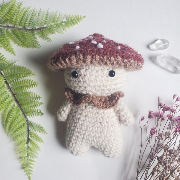 Whimsical Hand-Crocheted Mushroom Person - Mushroom Decor -  Crochet Mushroom - Cottagecore Decor - Magical Crochet Person - Toadstool Decor