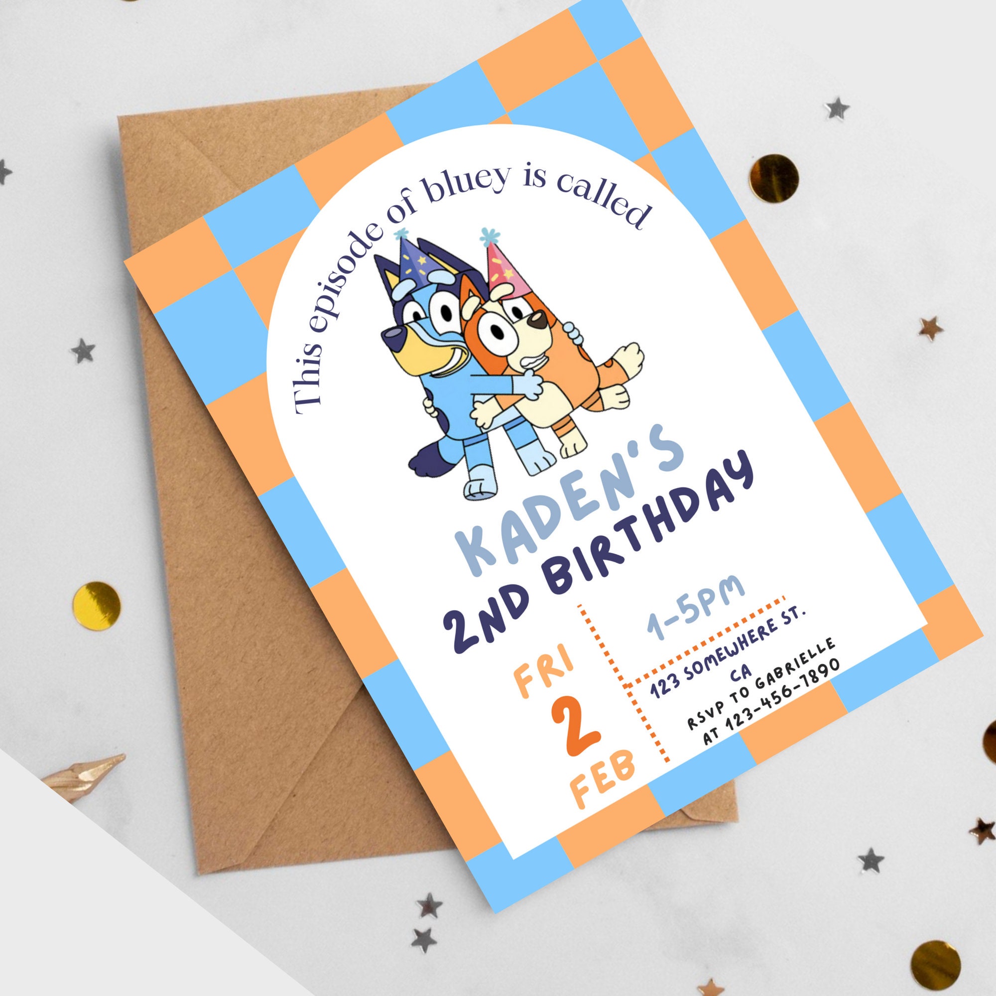 ▷ Invito digitale Festa di Compleanno di Bluey e Bingo