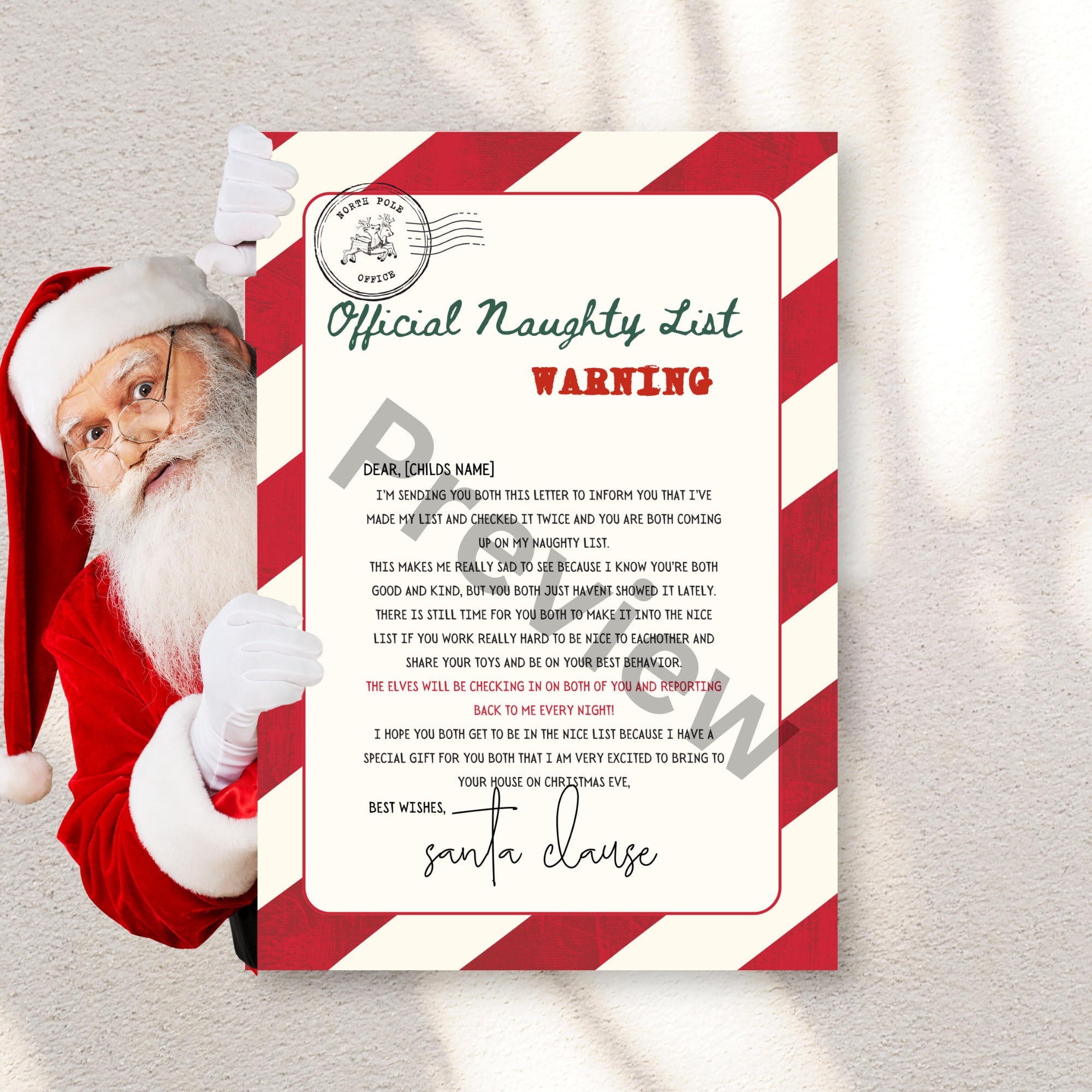 Editable Official Warning Letter From Santa Template, Printable North Editable Official Warning Letter From Santa Template, Printable North