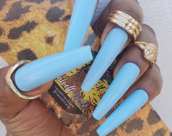 XXLong Baby Blue nails - | Press on nails | Fake nails | False nails | Artificial nails | Glue on nails