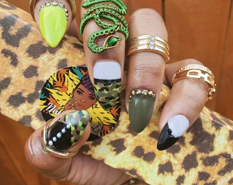 Camo Fake Nails - Etsy