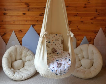 Handmade Cotton Hammock Swing Chair, Indoor Hanging Cocoon
