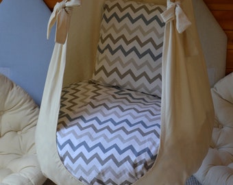 Columpio infantil tipo capullo de algodón hecho a mano, silla colgante de interior
