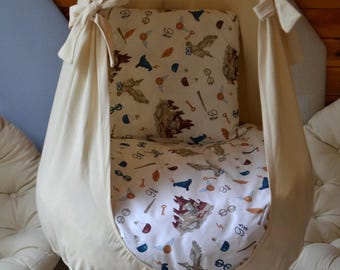 Handmade Hanging Hammock Chair with Pillow - Natural Cotton Cocoon Swing for Kids, Nursery Decor