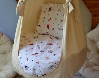 Handmade Hanging Egg Chair Hammock - Natural Cotton Cocoon Swing for Kids & Adults