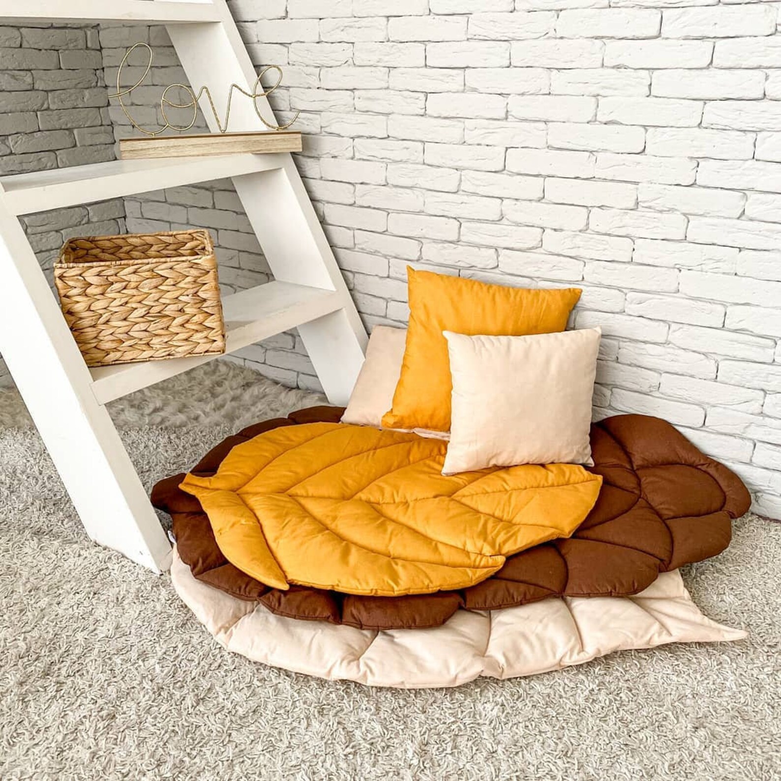 Kids rug leaf play mat Green palm leaf carpet Botanical Etsy