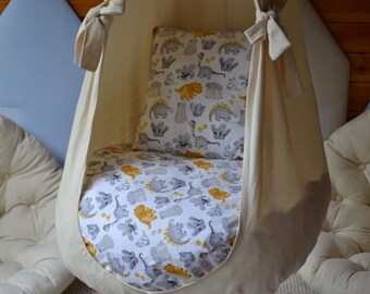Handmade Cotton Hammock Swing Chair, Hanging Cocoon with Pillows