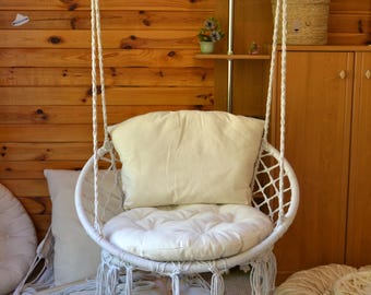 Silla hamaca hecha a mano, silla colgante para interiores y exteriores para adultos y niños