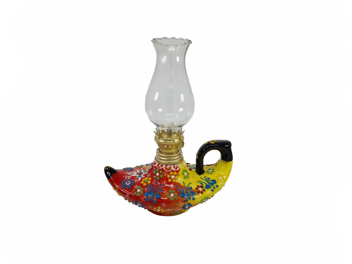 Traditional Handmade Turkish Oil Lamp Ceramic Handmade Home Decor 8x6