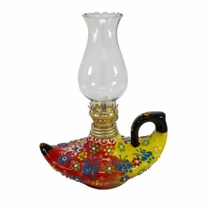 Traditional Handmade Turkish Oil Lamp Ceramic Handmade  Home Decor 8x6 inches