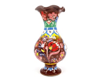 7&quot; Turkish Floral Colorful Vase Handmade Traditional Hand Painted Ceramic