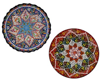 10&quot; Turkish Polychrome Hand Painted Ceramic Plate Kutahya Decorative Item Gift