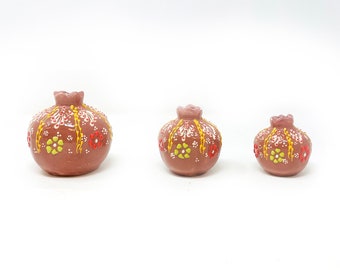 Jarrón turco hecho a mano de 3 piezas con decoración de granada, regalo de decoración del hogar para ella