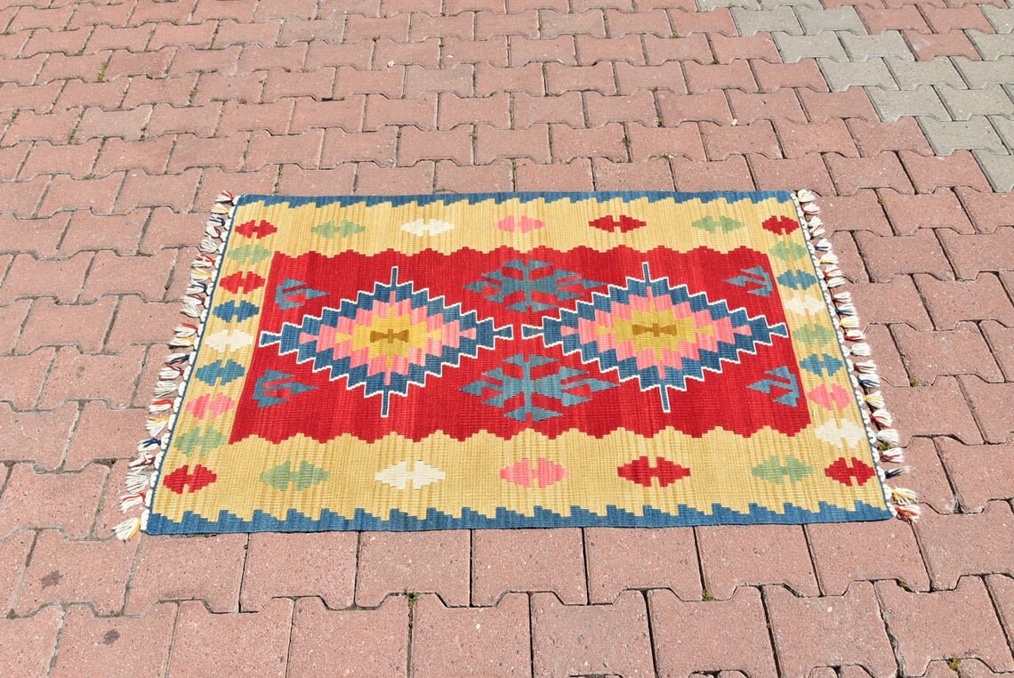 Türkischer KelimTeppich 3x5 ft Kappadokien Teppich Kelim | Etsy