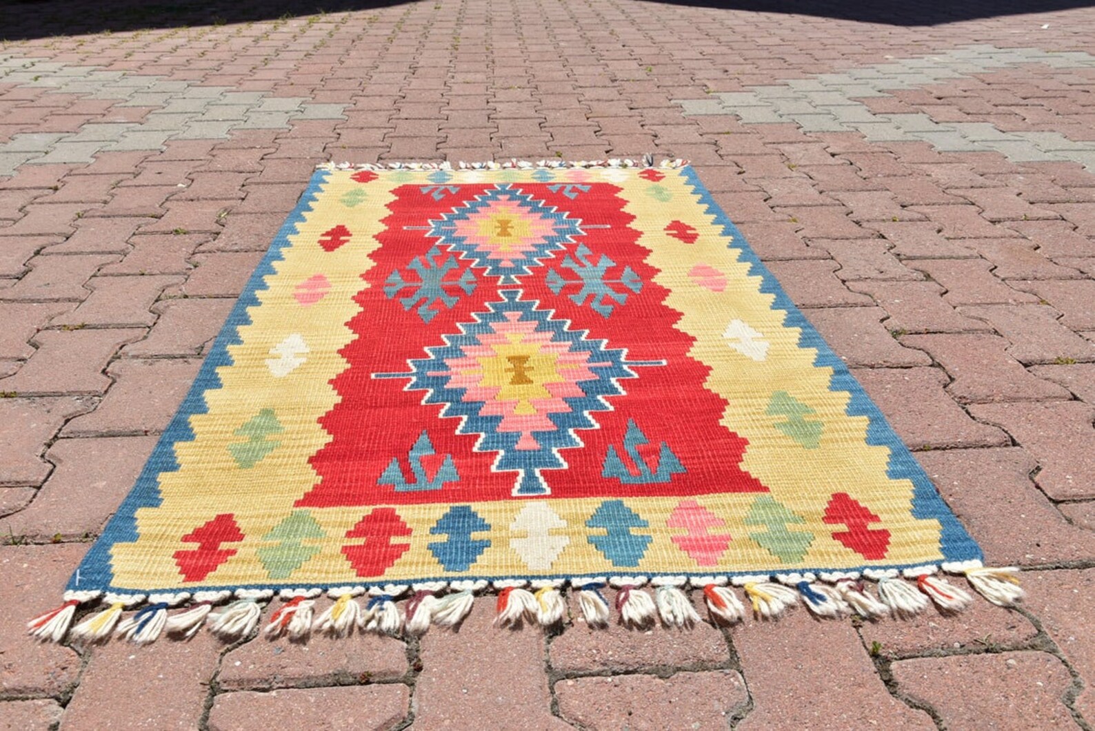 Türkischer KelimTeppich 3x5 ft Kappadokien Teppich Kelim | Etsy