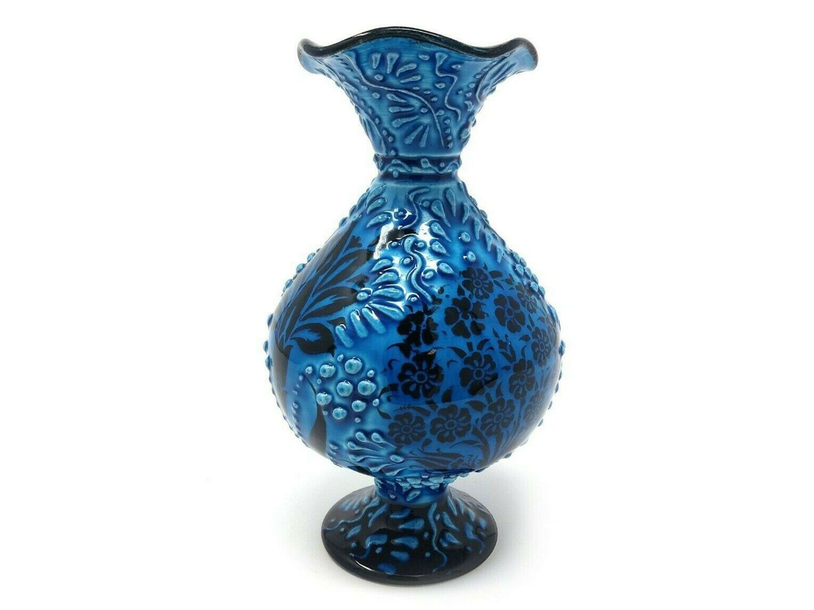 Turkish Handmade Blue Floral Vase Handmade Hand Painted Etsy UK