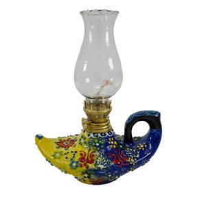 Traditional Handmade Turkish Oil Lamp Ceramic Handmade  Home Decor 8x6 inches
