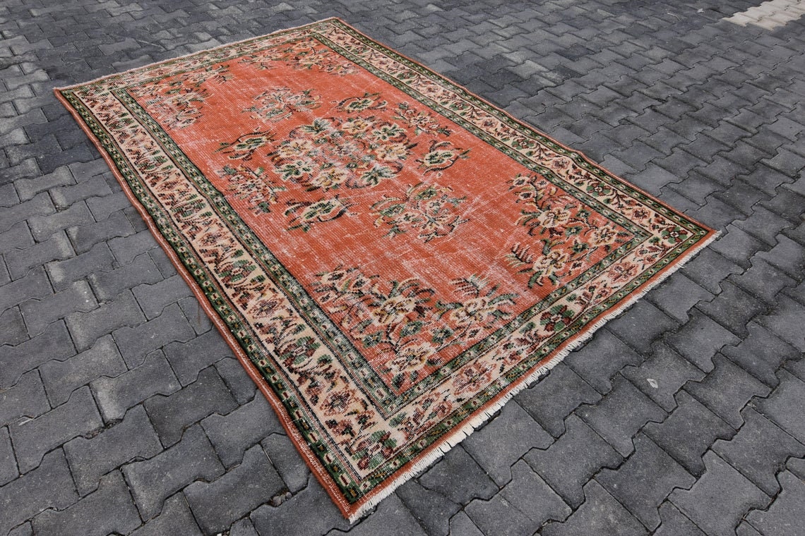 Gelber Teppich 5x8 ft Überdyed Teppich Gelber Teppich | Etsy