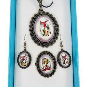 Turkish Ceramic Handmade Ring Necklace Earring Jewelry Set Gift for Her