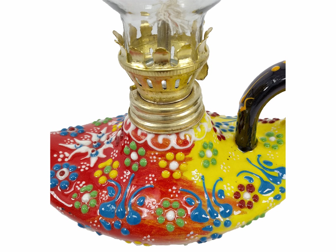 Traditional Handmade Turkish Oil Lamp Ceramic Handmade Home Decor 8x6