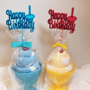 Happy birthday sock gift, get well socks, fuzzy sock gift, fuzzy sock cupcake, birthday socks, thinking of you gift, surgery gift,