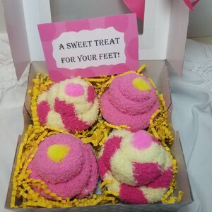 Fuzzy sock cupcake , get well gift, cancer gift, birthday cupcake sock, foot surgery, Christmas cupcake socks, party favor, shower favors,