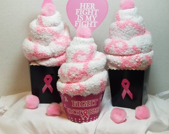 Breast cancer awareness socks, pink breast cancer socks,  breast cancer survivor gift, fuzzy cupcake socks,  breast cancer gift