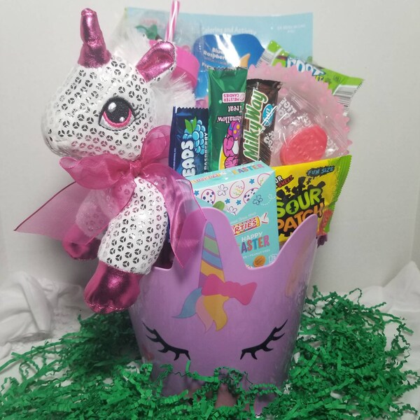 Unicorn Easter baskets for girls; daughter gift,  prefilled Easter basket, easter unicorn,  daughter gift, unicorn, Easter