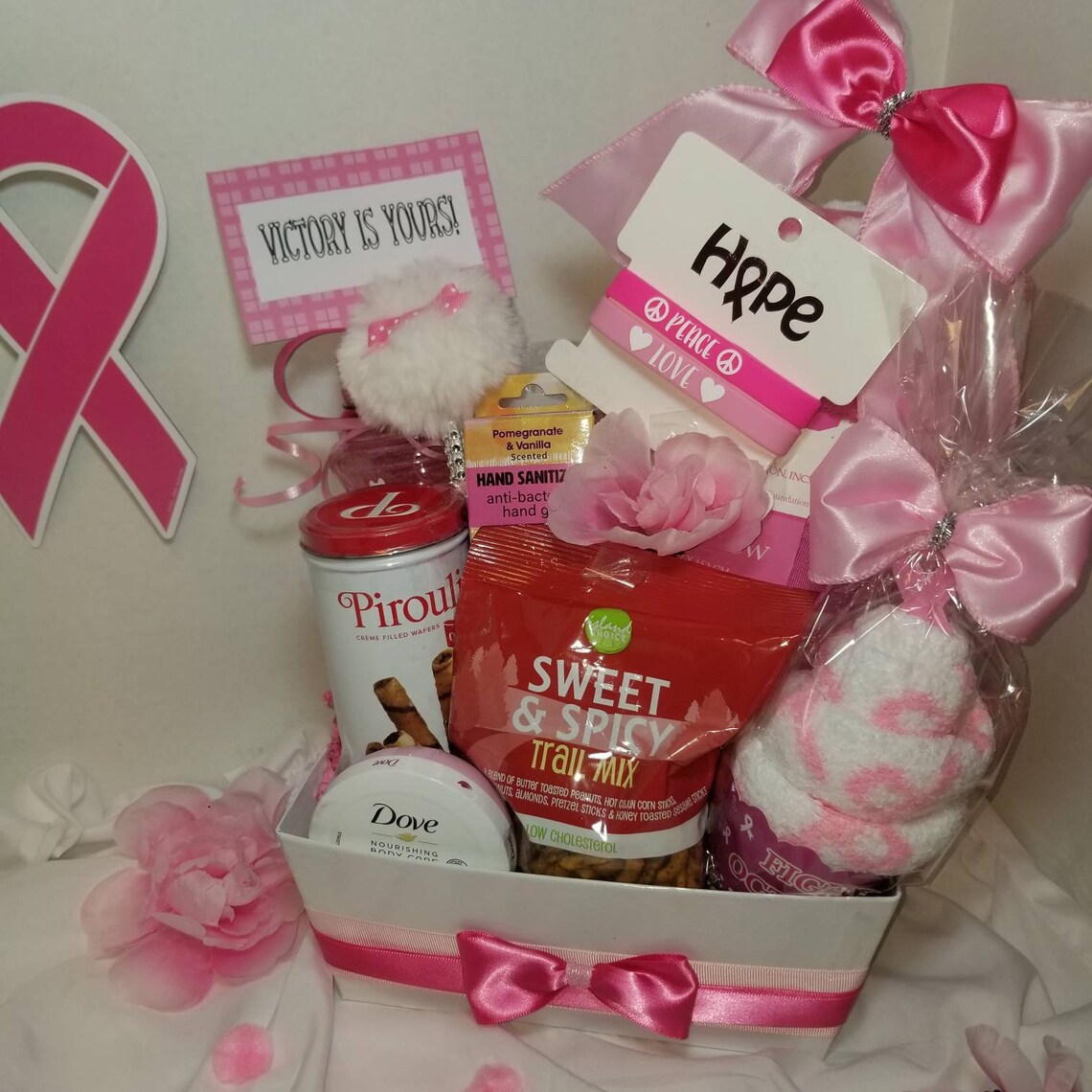 Breast Cancer Gift Basket Awareness Cancer Gift Cancer Care Etsy