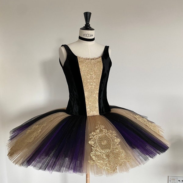 Satanella Variación panqueque tutu con cristales Swarovski traje de ballet tutú