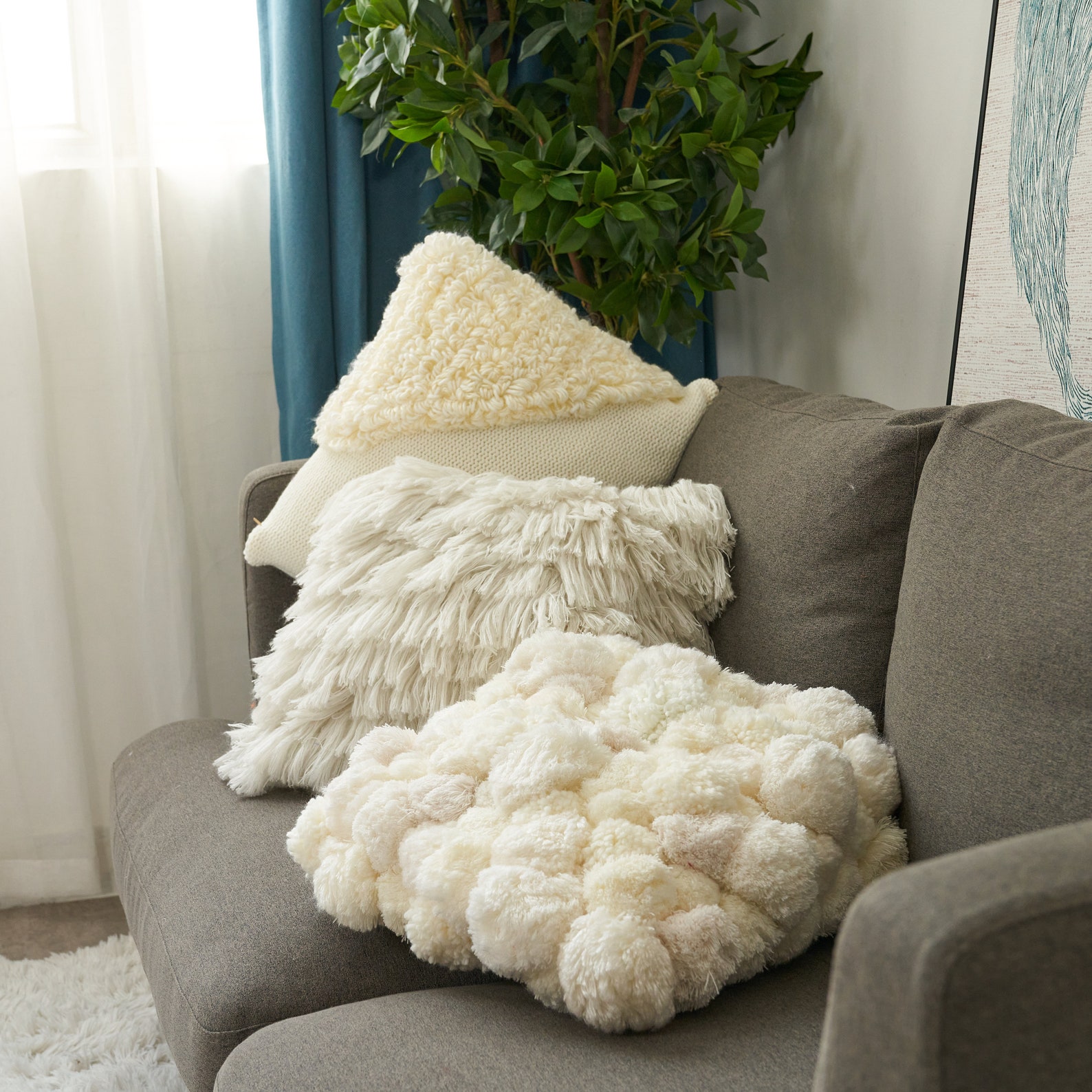 All Over Pom Pom Pillow Home Decor Throw Pillow Durable Etsy