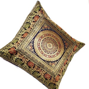 Silk Mandala Cushion Covers, Sofa Cushion Cover 16x16 Inches, Birthday Gift, Decorative Throw Pillow, Decorative Cushion Covers