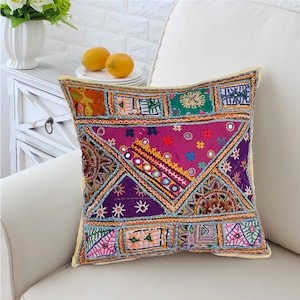 Bellissime fodere per cuscini fatte a mano fodere per cuscini patchwork fodere per cuscini ricamate a mano cuscino decorativo multi patchwork indiano sari