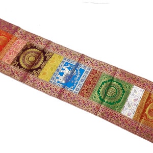 Traditional Indian Design Silk Wall Hanging Table Runner Home Décor 70X15 Inches,Boho Chic Table Runner
