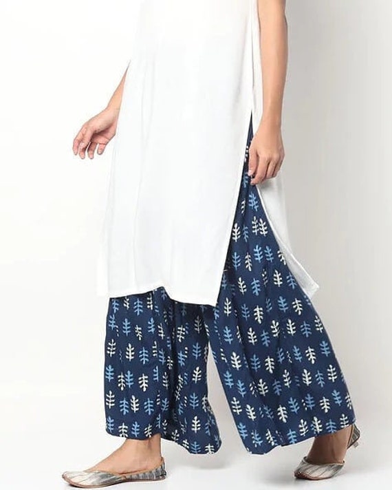 Paisley Indigo Wide Leg Palazzo Pant Cotton Palazzo Pant