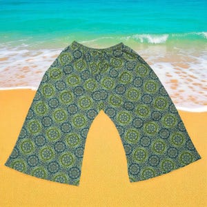 Mandala Print Cotton Palazzo Pants: Bohemian Wide Leg Trousers