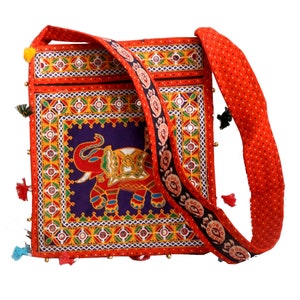 Handgemachte Taschen | Handgemachte Rajasthani Taschen | Baumwoll Handtasche mit Elefanten Design | Handtasche | Trachtenhandtasche | Taschen für alle