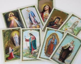 Vintage PrayerHoly Cards Religious Ephemera Set of 59 Religious Catholic Mass Cards Collectible Remembrance Cards Divinations