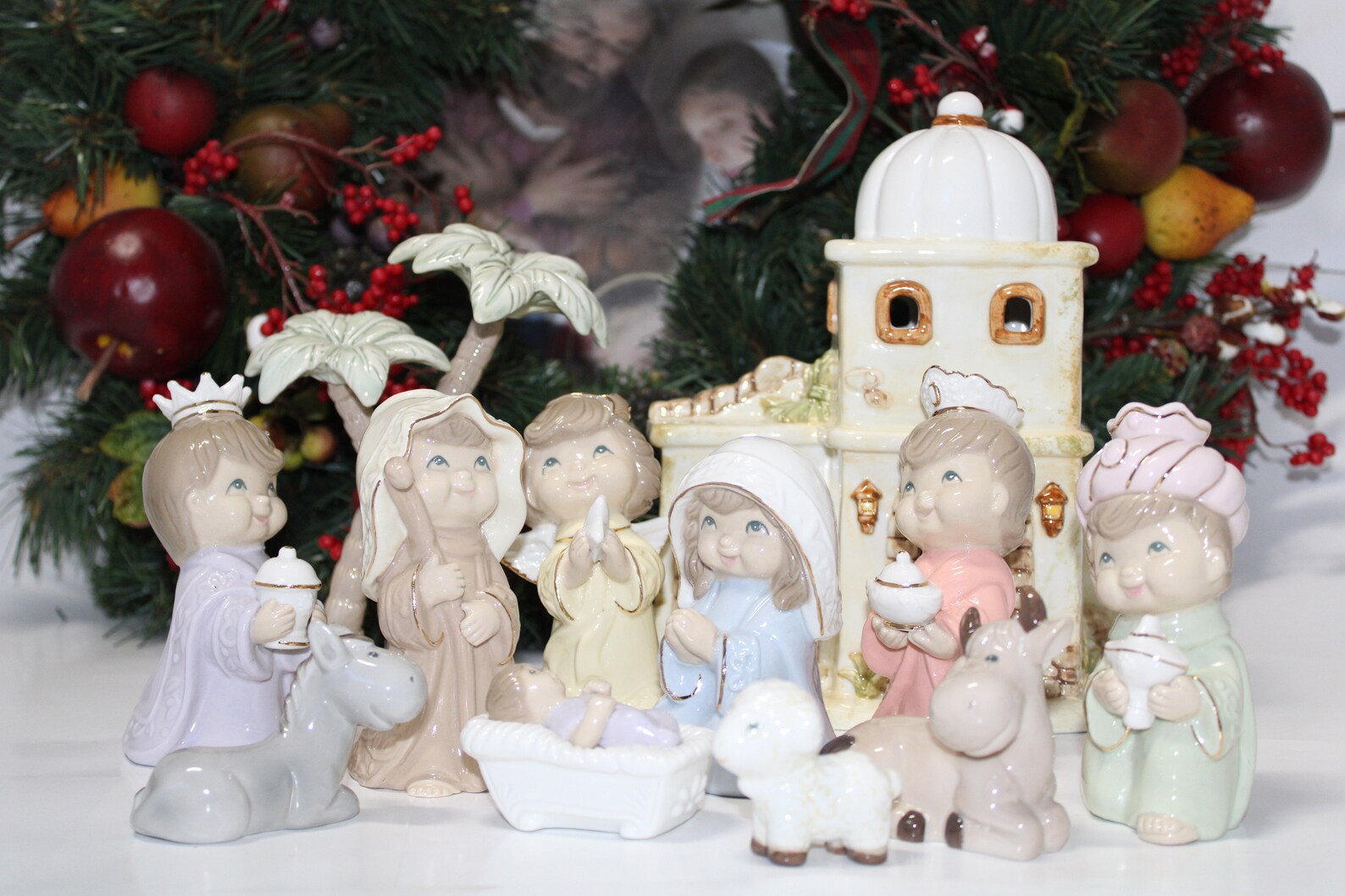 Porcelain Nativity Set 12 Pieces Miniature Nativity Set Etsy