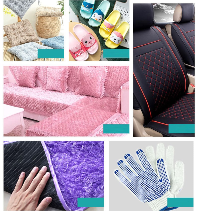Pode incluir: Uma cole&ccedil;&atilde;o de itens de decora&ccedil;&atilde;o para casa que inclui um conjunto de almofadas de sof&aacute; de pel&uacute;cia rosa, um par de capas de assento de carro pretas e vermelhas, um par de chinelos de desenho animado coloridos e um tapete felpudo roxo com suporte preto.