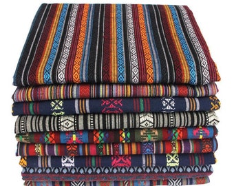 Bohemian Fabric, Boho Stripy Fabric, Tribal Fabric, Upholstery Fabric, Ethnic Fabric By the Half Yard