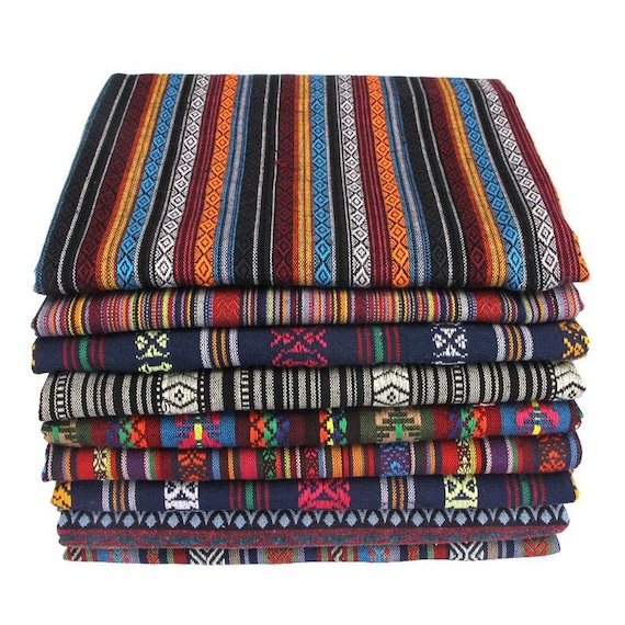 Bohemian Fabric, Boho Stripy Fabric, Tribal Fabric, Upholstery Fabric, Ethnic Fabric By the Half Yard